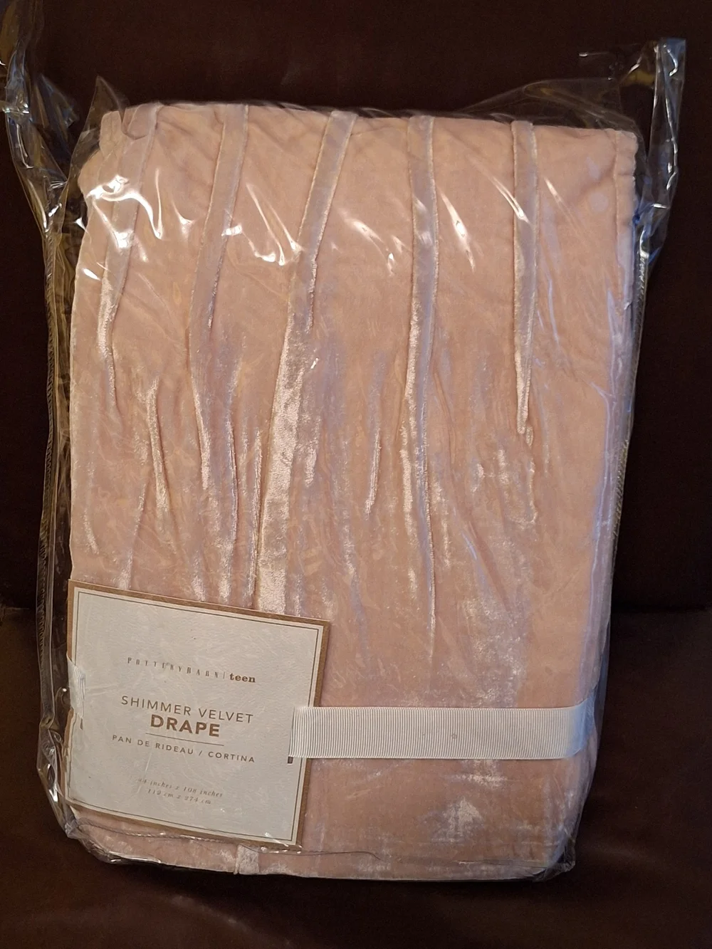 Pottery Barn Shimmer Velvet Drape Curtain Panel - Blush Pink